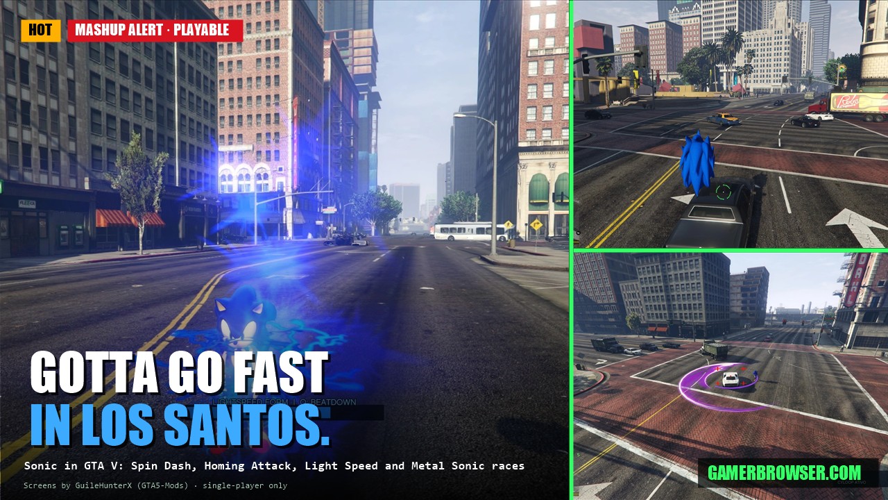 Sonic in GTA V: Ultimate Speed & Combat Mod