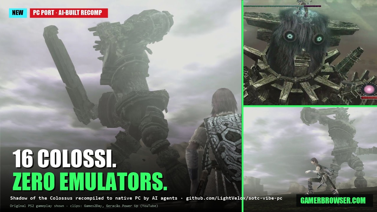 Shadow of the Colossus (PS2) AI-built native PC recomp